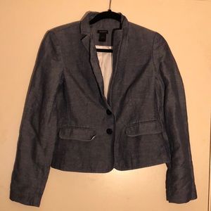 Ann Taylor Lined Blazer Jacket 2 Buttons & 2 Pockets Chambray Blue Sz: 4